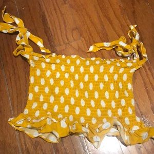 Yellow polka-dot crop top